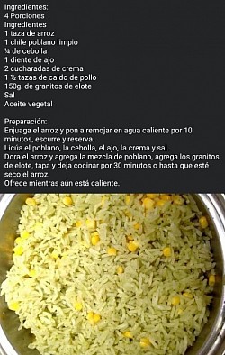 Arroz a la poblana con crema