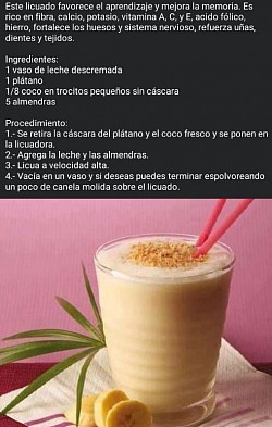 Batido de plátano y coco